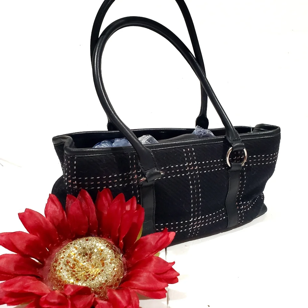 Ann Taylor LOFT Black Baguette Double Handle Bag Shoulder Bag Purse Handbag EUC - Picture 1 of 13